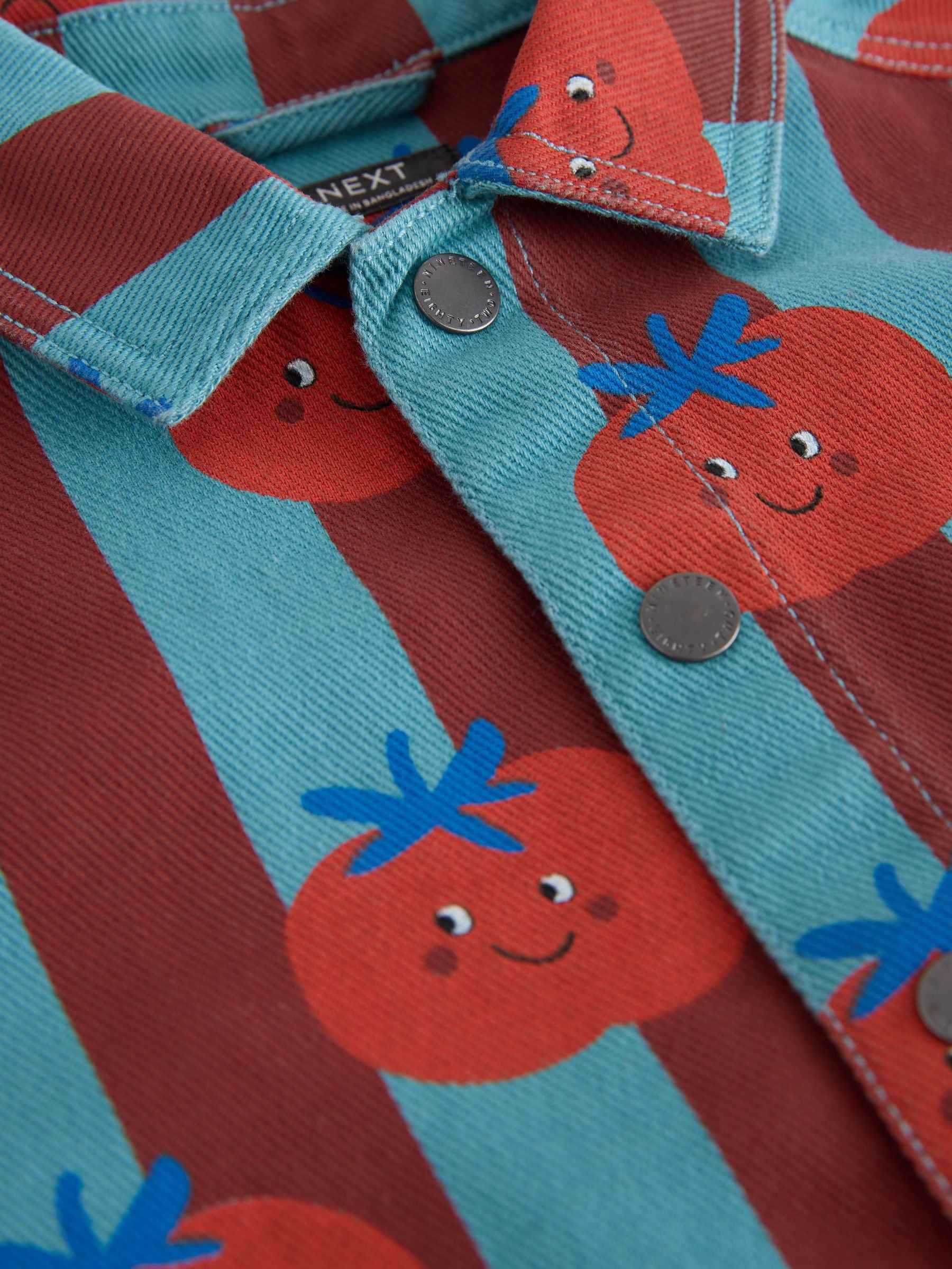 Buy Red/Blue Striped All Over Print Tomato Twill Printed Overshirt