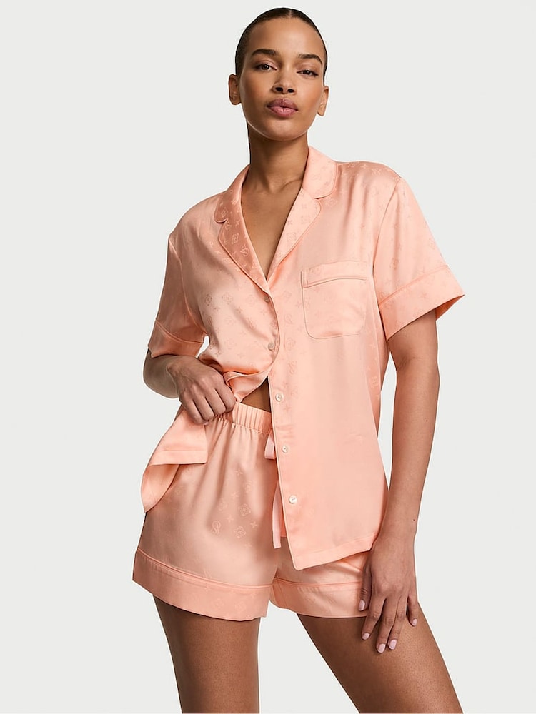 Victoria's Secret Pink Gin Satin Short Pyjamas Set - Image 1 of 3 Victoria's Secret Pink Gin Satin Short Pyjamas Set - Image 1 of 3