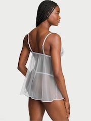 Victoria's Secret Linen Blue Sheer Lace Triangle Babydoll Set - Image 2 of 2