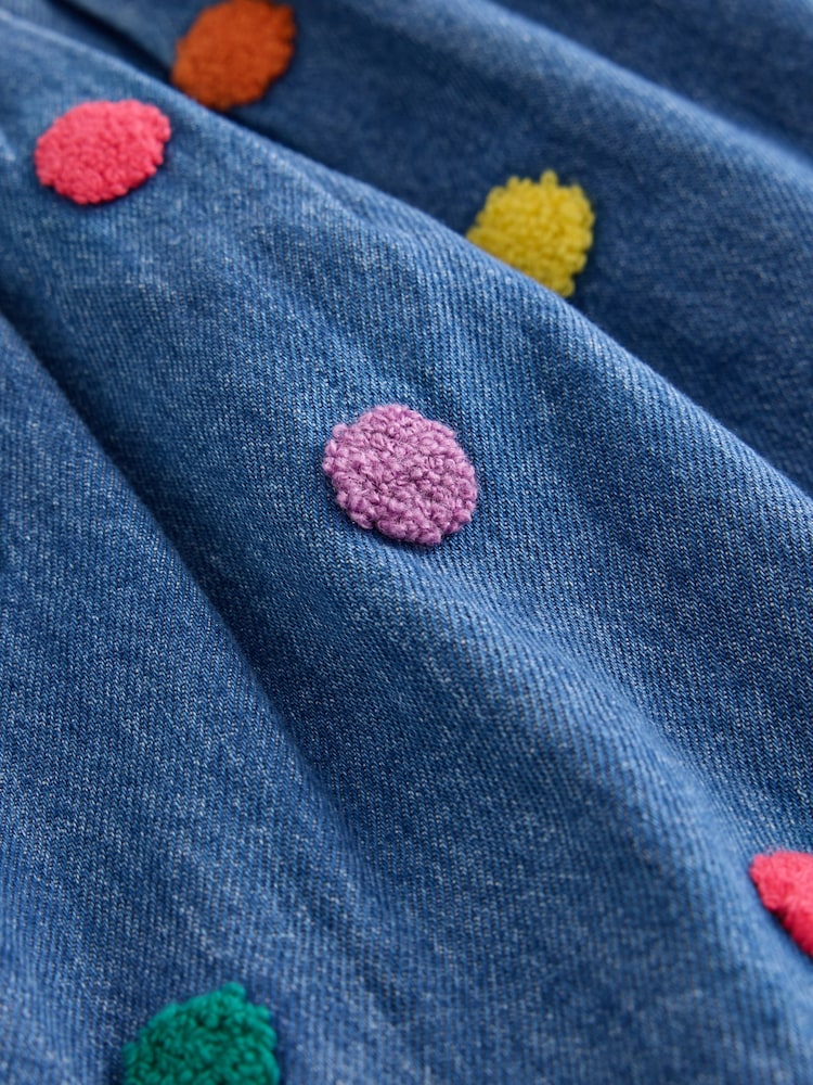 Blue Denim Long Sleeve Boucle Spot Dress (3mths-8yrs) - Image 8 of 8