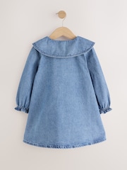 Blue Denim Embroidered Dog Character Collar Dress (3mths-8yrs) - Image 6 of 8