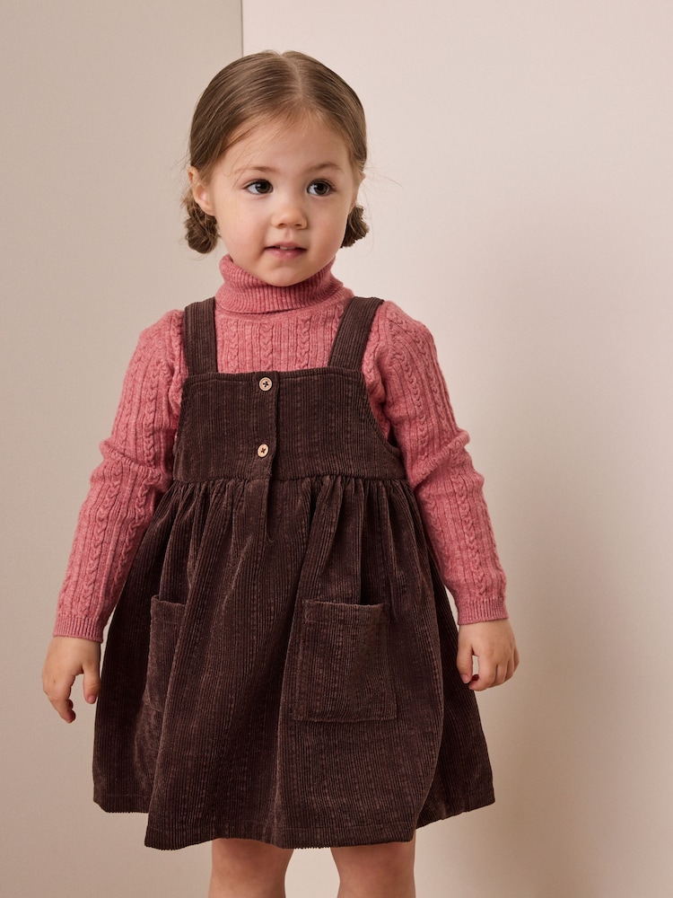 Chocolate Brown Sleeveless Cord Pinafore (3mths-8yrs) - Image 1 of 8 Chocolate Brown Sleeveless Cord Pinafore (3mths-8yrs) - Image 1 of 8