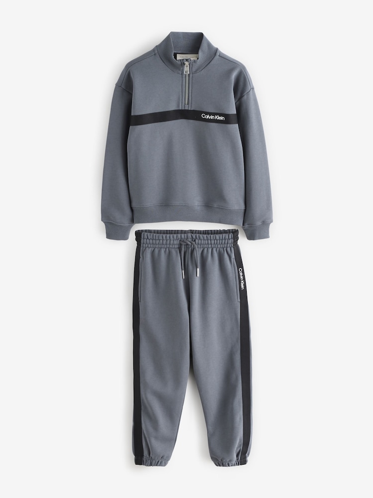 Calvin Klein Jeans Grey Relaxed Logo Tracksuit - Image 1 of 9 Calvin Klein Jeans Grey Relaxed Logo Tracksuit - Image 1 of 9