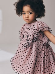 Pastel Pink Spot - Frill Sleeve Occasion Dress (3mths-8yrs) - 8의 이미지 1
