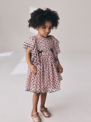 Pastel Pink Spot - Frill Sleeve Occasion Dress (3mths-8yrs) - 8의 이미지 2