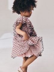 Pastel Pink Spot - Frill Sleeve Occasion Dress (3mths-8yrs) - 8의 이미지 5