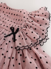 Pastel Pink Spot - Frill Sleeve Occasion Dress (3mths-8yrs) - 8의 이미지 7