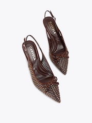 Carvela Brown Positano Sling Low Jewel Sandals - Image 2 of 4