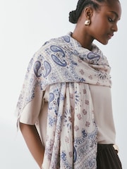 Blue Paisley Lightweight Scarf - Image 4 of 8