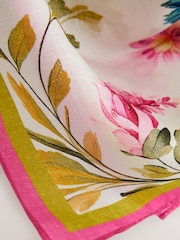 White Butterfly Print Satin Square Lightweight Scarf - Image 9 of 9