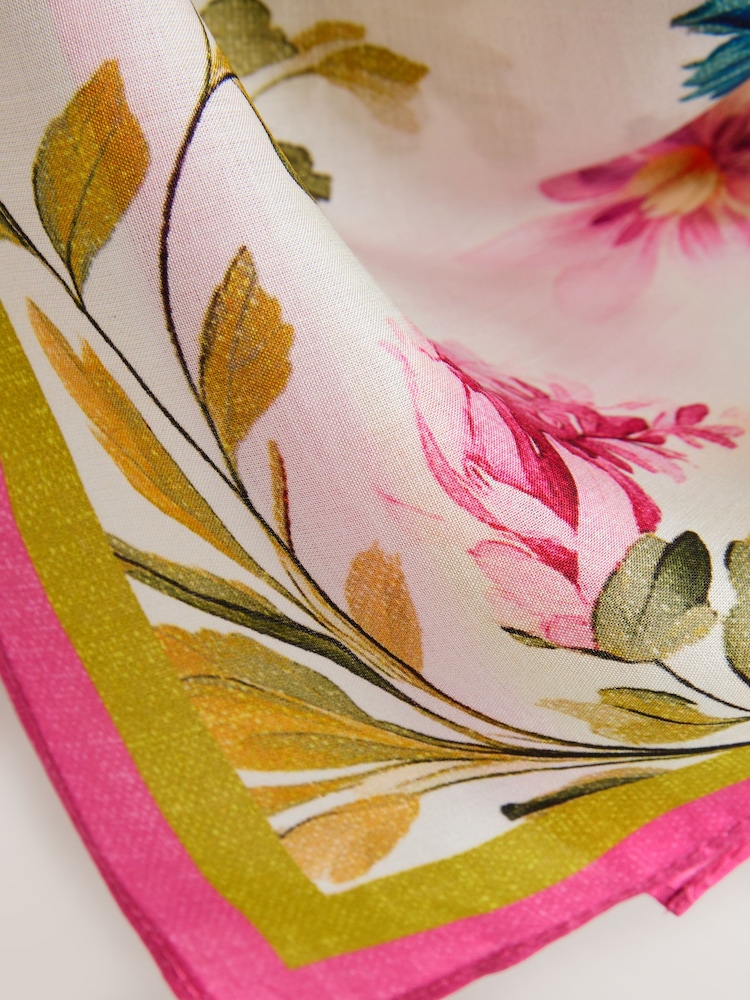 White Butterfly Print Satin Square Lightweight Scarf - Image 9 of 9