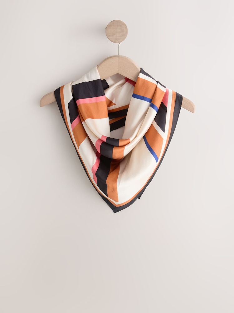 Orange Geometric Square Lightweight Scarf - Image 1 of 4