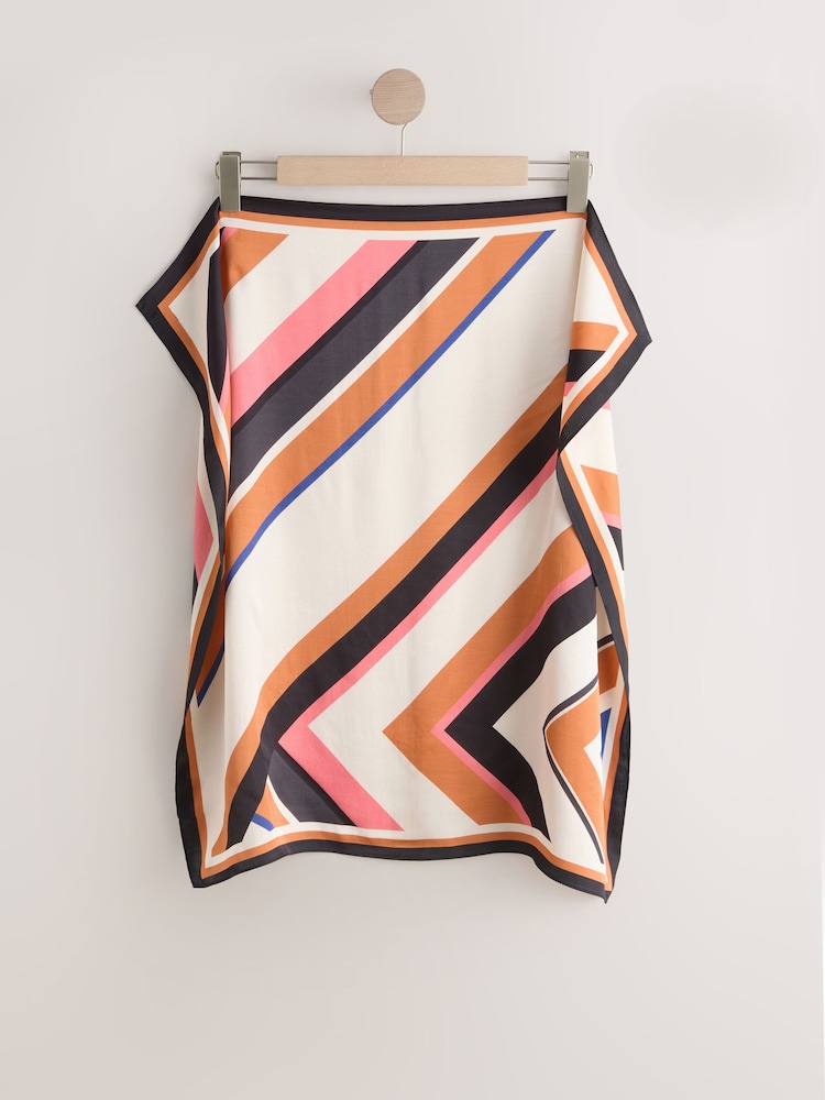 Orange Geometric Square Lightweight Scarf - Image 2 of 4