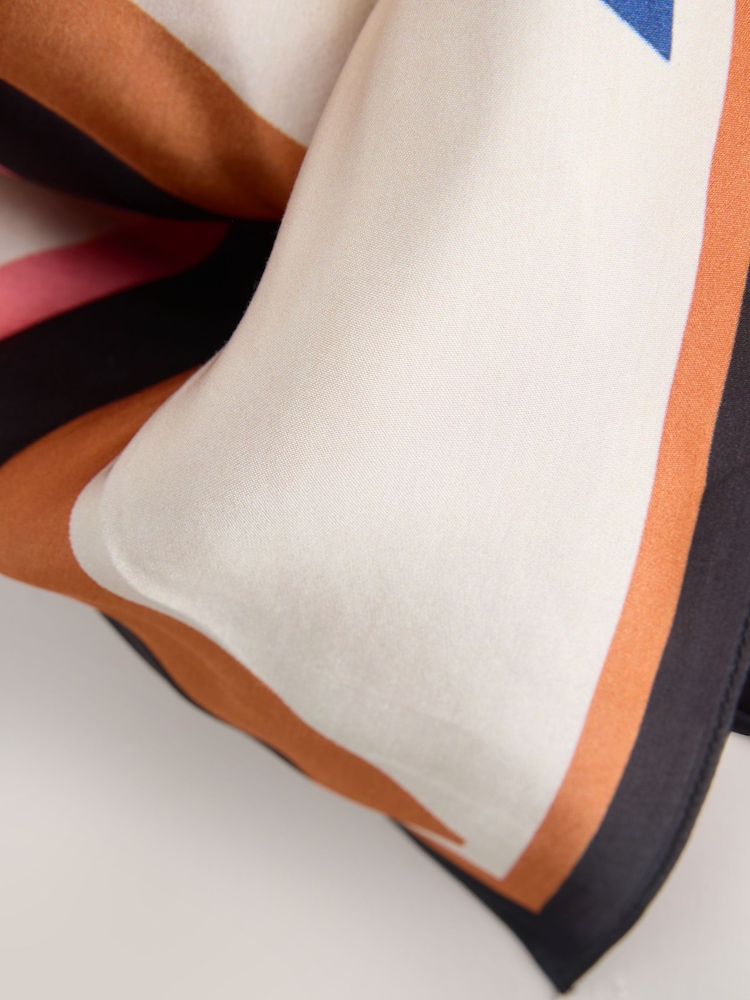 Orange Geometric Square Lightweight Scarf - Image 4 of 4