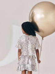 Silver Sequin Top and Rara Skirt Set (3-16yrs) - Image 3 of 9