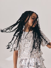 Silver Sequin Top and Rara Skirt Set (3-16yrs) - Image 4 of 9