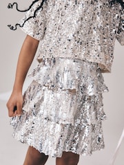 Silver Sequin Top and Rara Skirt Set (3-16yrs) - Image 5 of 9