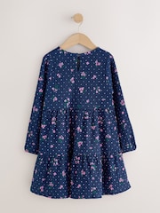 Blue/Navy Long Sleeve Cinkle Jersey Dress (3-16yrs) - Image 2 of 4