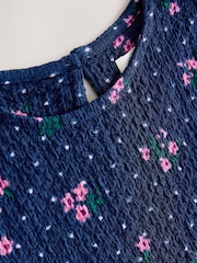 Blue/Navy Long Sleeve Cinkle Jersey Dress (3-16yrs) - Image 3 of 4