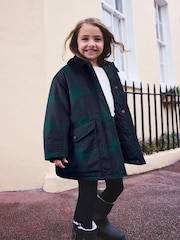 Navy/Green Check Shower Resistant Barn Jacket (3-16yrs) - Image 1 of 11