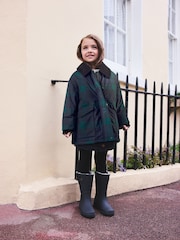 Navy/Green Check Shower Resistant Barn Jacket (3-16yrs) - Image 2 of 11