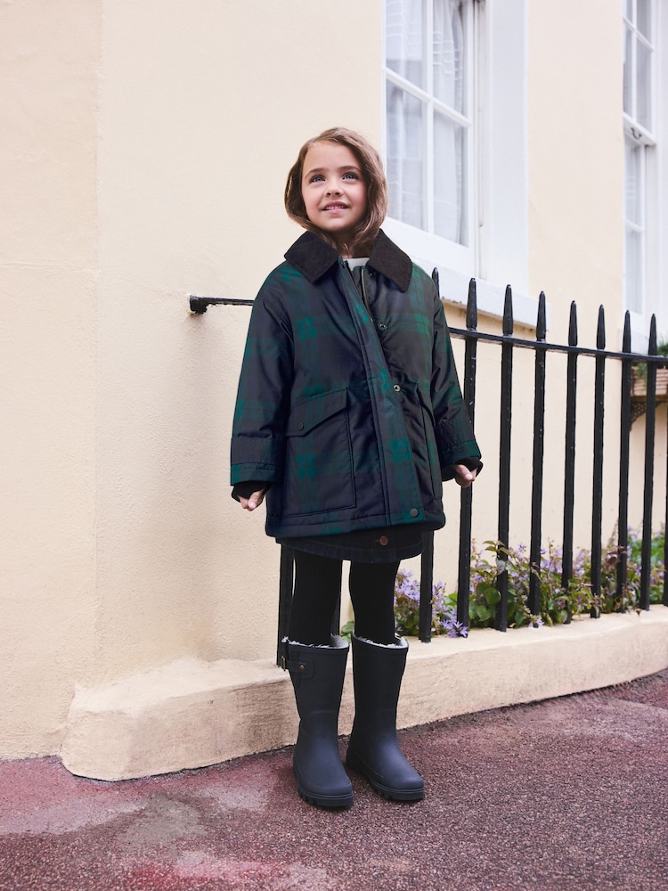 Navy/Green Check Shower Resistant Barn Jacket (3-16yrs) - Image 2 of 11 Navy/Green Check Shower Resistant Barn Jacket (3-16yrs) - Image 2 of 11