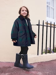 Navy/Green Check Shower Resistant Barn Jacket (3-16yrs) - Image 3 of 11