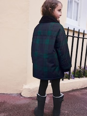 Navy/Green Check Shower Resistant Barn Jacket (3-16yrs) - Image 4 of 11