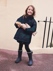Navy/Green Check Shower Resistant Barn Jacket (3-16yrs) - Image 5 of 11
