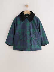 Navy/Green Check Shower Resistant Barn Jacket (3-16yrs) - Image 6 of 11
