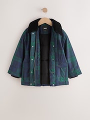 Navy/Green Check Shower Resistant Barn Jacket (3-16yrs) - Image 7 of 11