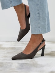 Linzi Grey Saint Slingback Stacked Heel Courts - Image 6 of 6