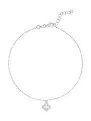 Beaverbrooks Silver Cubic Zirconia and Mother of Pearl Clover Anklet - Image 1 of 3