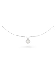 Beaverbrooks Silver Cubic Zirconia and Mother of Pearl Clover Anklet - Image 2 of 3