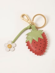 FatFace Red Leather Strawberry Bag Charm Keyring - Image 1 of 2