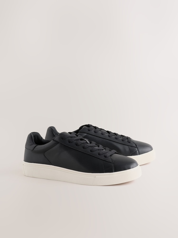 Black Wide Fit Smart Casual Longline Trainers - Image 1 of 5 Black Wide Fit Smart Casual Longline Trainers - Image 1 of 5
