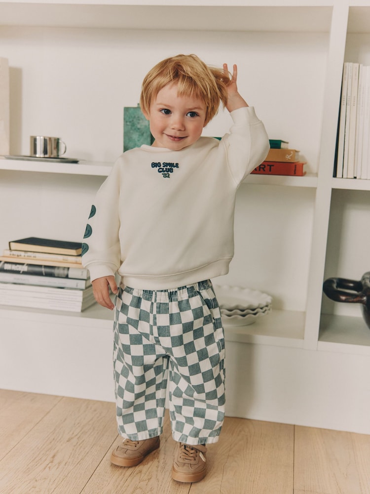White and Green Long Sleeve Top and Trousers Set (3mths-7yrs) - Image 1 of 9 White and Green Long Sleeve Top and Trousers Set (3mths-7yrs) - Image 1 of 9