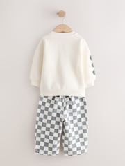 White and Green Long Sleeve Top and Trousers Set (3mths-7yrs) - Image 7 of 9