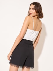Friends Like These Black Lace Trim Tailored Bermuda Shorts - Image 5 of 5