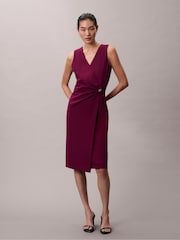 Calvin Klein Red Smooth Stretch Fit and Flare Sleeveless Dress - Image 1 of 5
