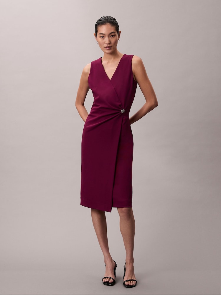 Calvin Klein Red Smooth Stretch Fit and Flare Sleeveless Dress - Image 1 of 5