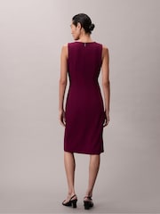 Calvin Klein Red Smooth Stretch Fit and Flare Sleeveless Dress - Image 2 of 5