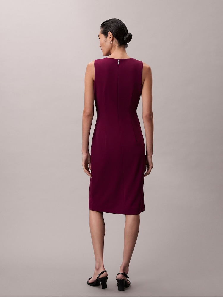 Calvin Klein Red Smooth Stretch Fit and Flare Sleeveless Dress - Image 2 of 5