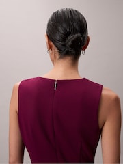 Calvin Klein Red Smooth Stretch Fit and Flare Sleeveless Dress - Image 4 of 5