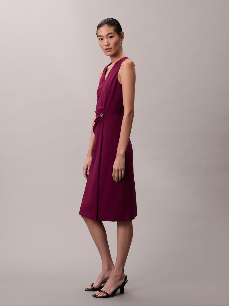 Calvin Klein Red Smooth Stretch Fit and Flare Sleeveless Dress - Image 5 of 5