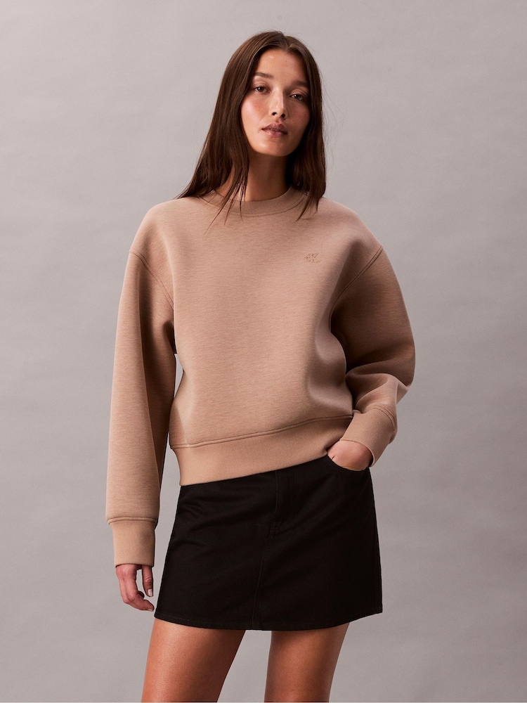 Calvin Klein Brown Long Sleeve Scuba Crew Sweatshirt - Image 1 of 5