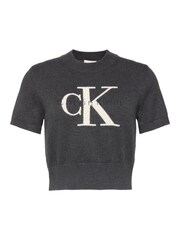 Calvin Klein Grey Monologo Cropped Jumper - Image 6 of 6