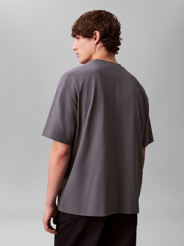 Calvin Klein Blue Short Sleeve Relaxed Standard Logo Crew Neck T-Shirt - Image 2 of 6 Calvin Klein Blue Short Sleeve Relaxed Standard Logo Crew Neck T-Shirt - Image 2 of 6