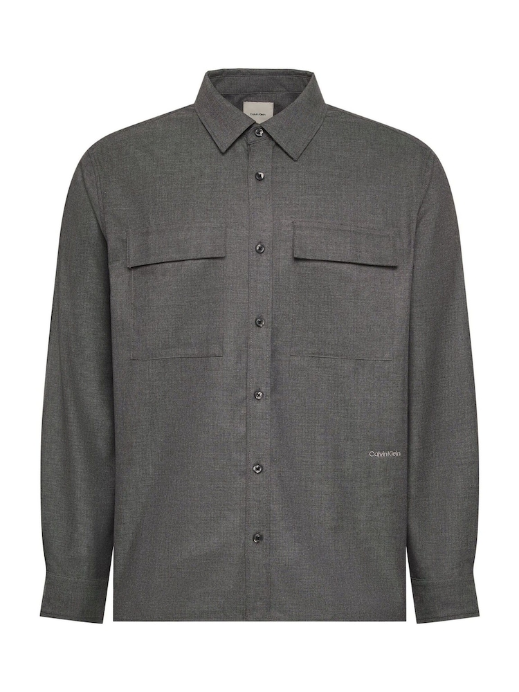 Calvin Klein Grey Melange Button-Down Easy Shirt - Image 6 of 6