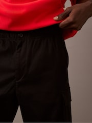Calvin Klein Black Cotton Stretch Straight Fit Cargo Trousers - Image 3 of 6